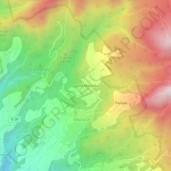 Grand Matouba topographic map, elevation, terrain