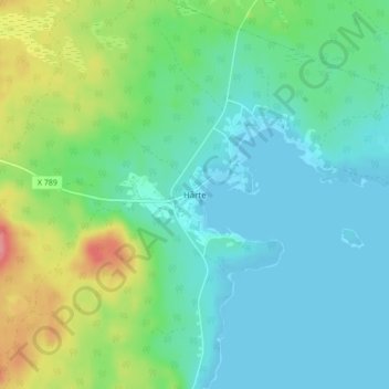 Hårte topographic map, elevation, terrain