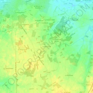 La Milsandrie topographic map, elevation, terrain