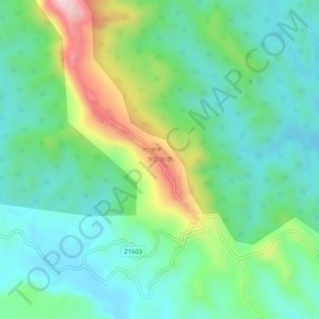 Sajek topographic map, elevation, terrain