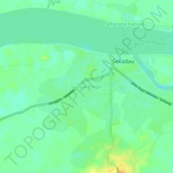 Sungai Ringin topographic map, elevation, terrain