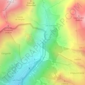 Pont du Countet topographic map, elevation, terrain