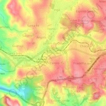 Comnidades topographic map, elevation, terrain