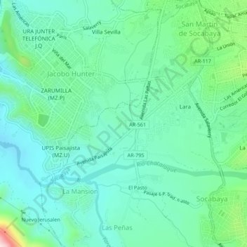 Bella Pampa topographic map, elevation, terrain