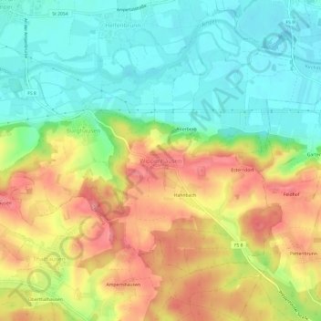 Wippenhausen topographic map, elevation, terrain