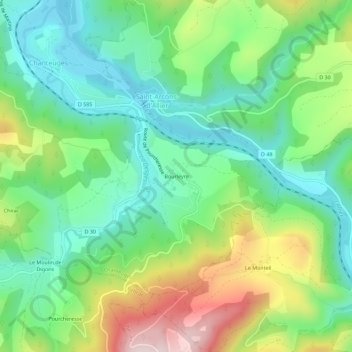 Bourleyre topographic map, elevation, terrain
