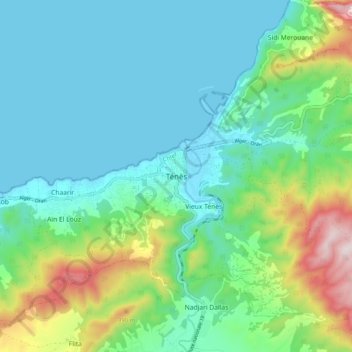 Tenes topographic map, elevation, terrain