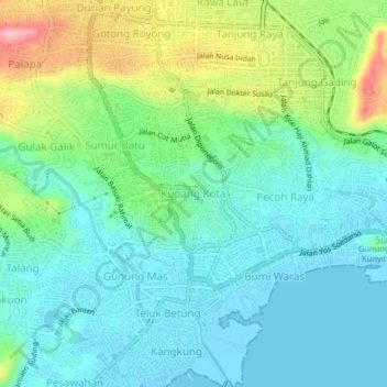 Kupang Kota topographic map, elevation, terrain