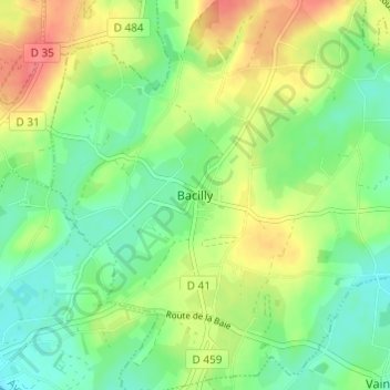 Bacilly topographic map, elevation, terrain