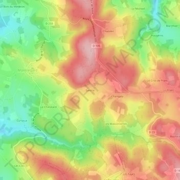 Salette topographic map, elevation, terrain