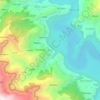 Sirai topographic map, elevation, terrain