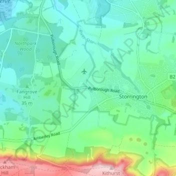 Cootham topographic map, elevation, terrain