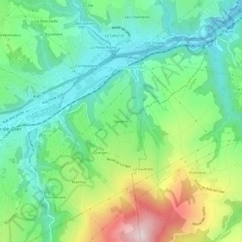 Vaugelas topographic map, elevation, terrain