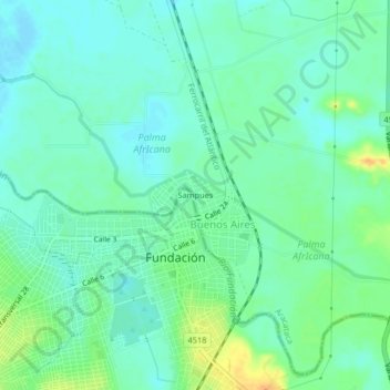 Sampues topographic map, elevation, terrain