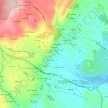 Lence topographic map, elevation, terrain