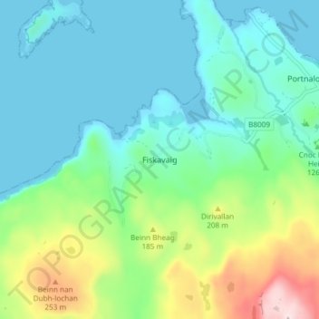 Fiskavaig topographic map, elevation, terrain