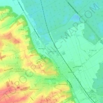 Landstrasse topographic map, elevation, terrain