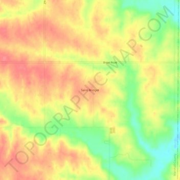 Saint Bridget topographic map, elevation, terrain