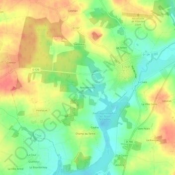 Noë Mesnais topographic map, elevation, terrain