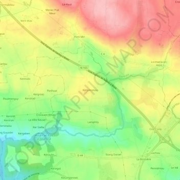 Kersimonou topographic map, elevation, terrain