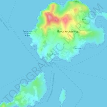 Koufonisi topographic map, elevation, terrain