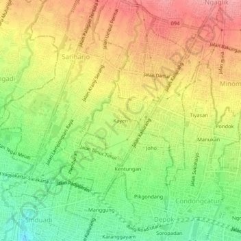 Kayen topographic map, elevation, terrain