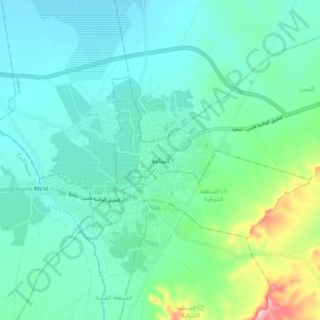 El Hamma topographic map, elevation, terrain
