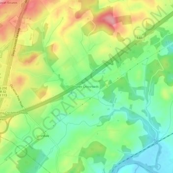 Hales Crossroads topographic map, elevation, terrain