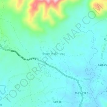 Botto Malangga topographic map, elevation, terrain
