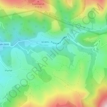 Arate topographic map, elevation, terrain