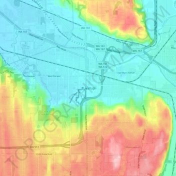 Puyallup topographic map, elevation, terrain