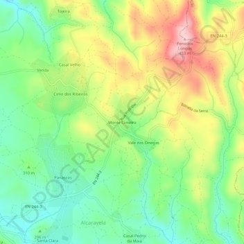 Monte Cimeiro topographic map, elevation, terrain