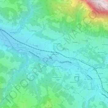 Gruberau topographic map, elevation, terrain