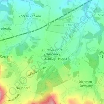 Günthersdorf topographic map, elevation, terrain