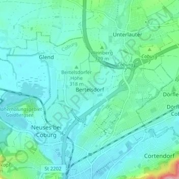 Bertelsdorf topographic map, elevation, terrain