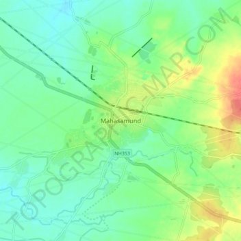 Mahasamund topographic map, elevation, terrain