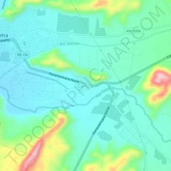 Carrizal topographic map, elevation, terrain
