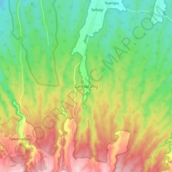 Gemarang topographic map, elevation, terrain