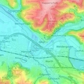 Allner topographic map, elevation, terrain