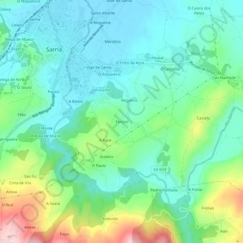 Fontao topographic map, elevation, terrain
