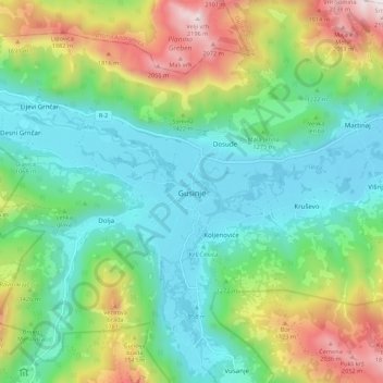 Gusinje topographic map, elevation, terrain