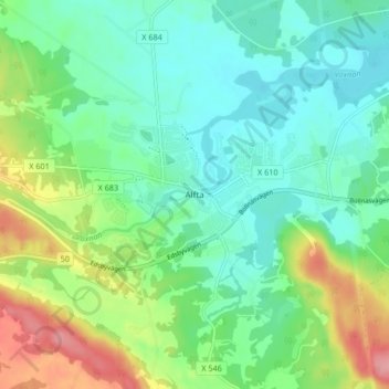 Alfta topographic map, elevation, terrain