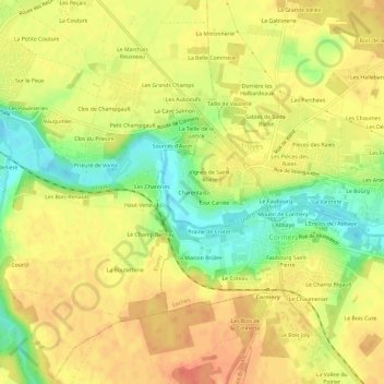 Charentais topographic map, elevation, terrain