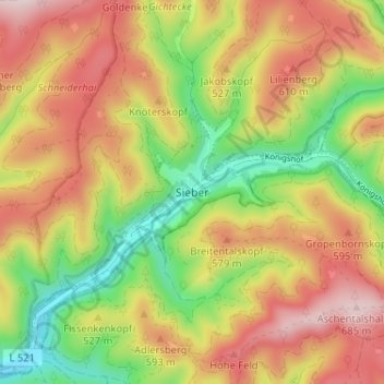 Sieber topographic map, elevation, terrain