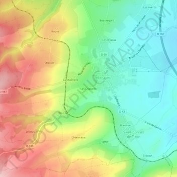 Les Chatards topographic map, elevation, terrain