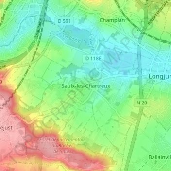 Saulx-les-Chartreux topographic map, elevation, terrain