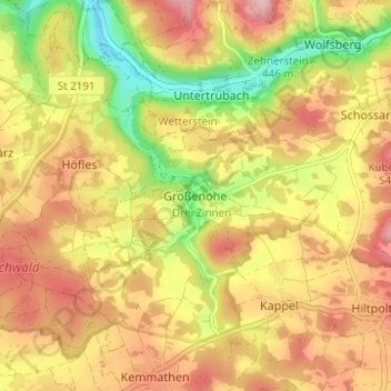 Großenohe topographic map, elevation, terrain