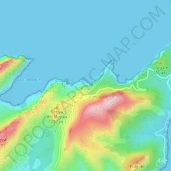 Mirador d'es Colomer topographic map, elevation, terrain