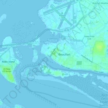 Beaufort topographic map, elevation, terrain