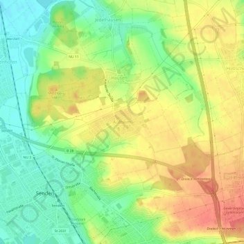 Aufheim topographic map, elevation, terrain